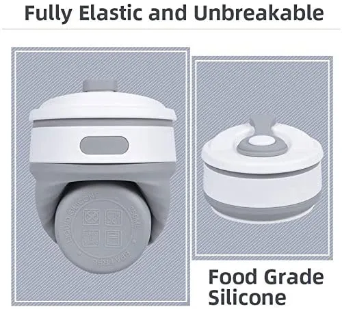 2 Pack Collapsible silicone Reusable Travel Cups, includes 1 blue, 1 grey! Leakproof, Portable, Foldable!