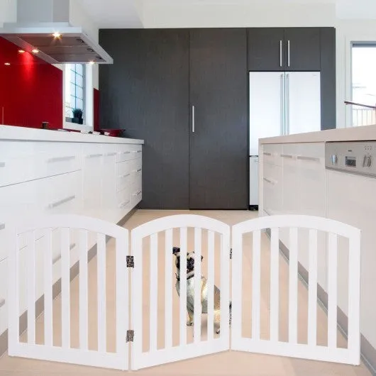 24'' Configurable Folding Standing 3 Panel Wood Pet Fence-White