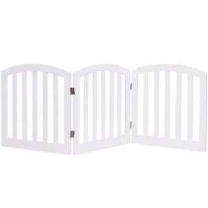24'' Configurable Folding Standing 3 Panel Wood Pet Fence-White