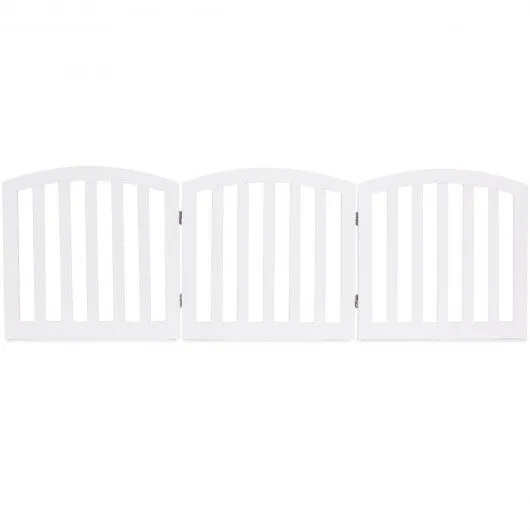 24'' Configurable Folding Standing 3 Panel Wood Pet Fence-White