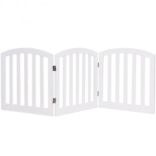 24'' Configurable Folding Standing 3 Panel Wood Pet Fence-White