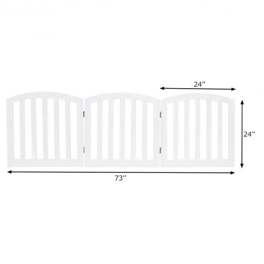 24'' Configurable Folding Standing 3 Panel Wood Pet Fence-White