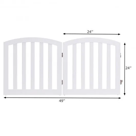 24" Configurable Folding Standing 2 Panel Wood Pet Fence-White-A