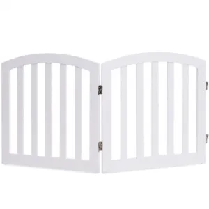 24" Configurable Folding Standing 2 Panel Wood Pet Fence-White-A