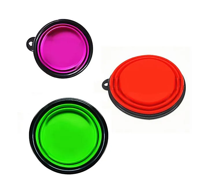 2Pcs M 650ml pink Portable Outdoor Pet feed bowl Foldable Silicone travel Bowl AZ11373