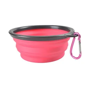 2Pcs M 650ml pink Portable Outdoor Pet feed bowl Foldable Silicone travel Bowl AZ11373