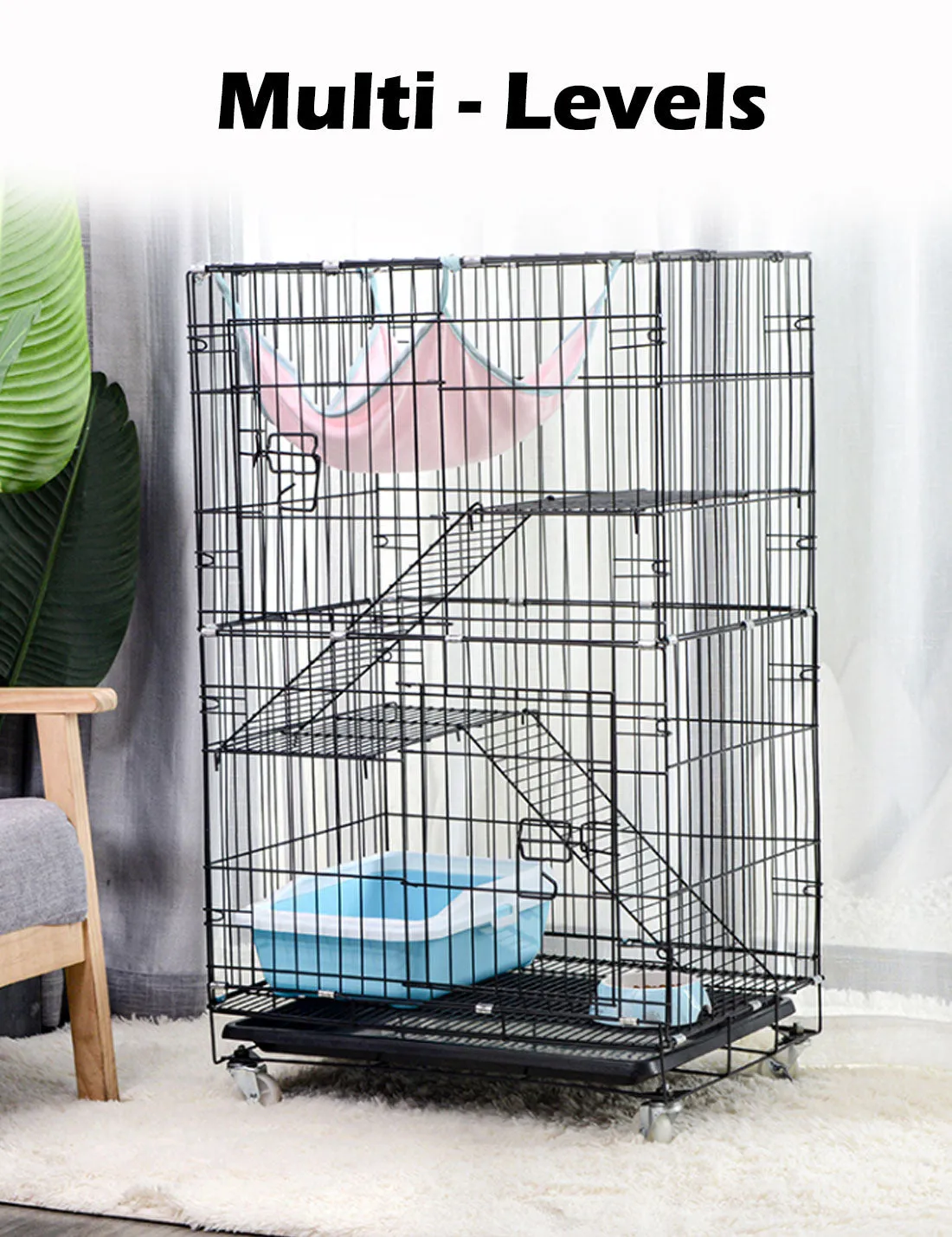 3-Level Rabbit & Bird Cage | Pet Aviary | Ferret Parrot Hamster Home | XL