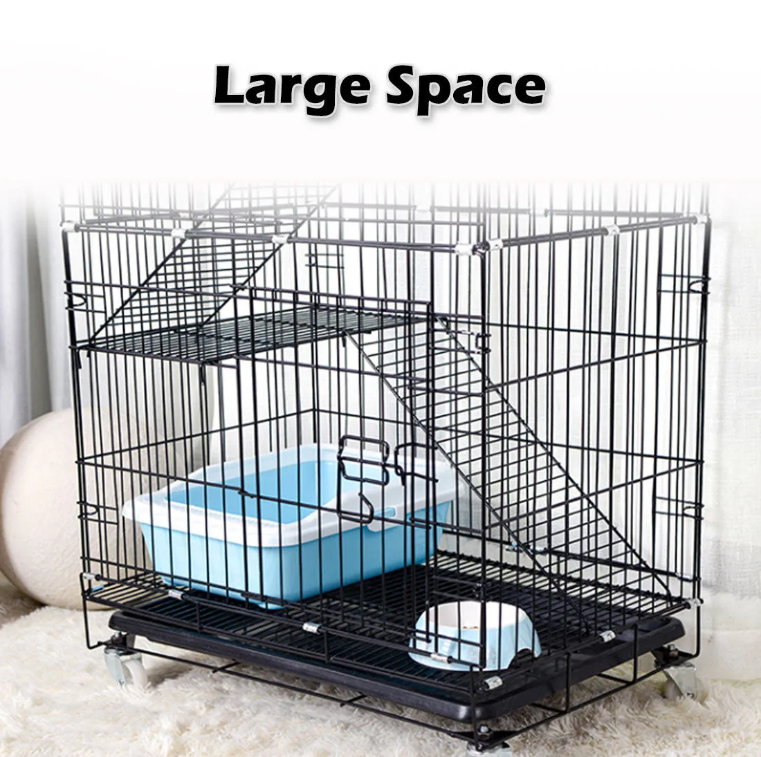 3-Level Rabbit & Bird Cage | Pet Aviary | Ferret Parrot Hamster Home | XL