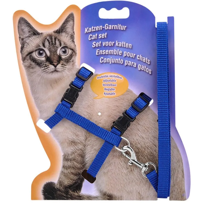 5 Color Adjustable Pet Cat Collar Harness Leash Set