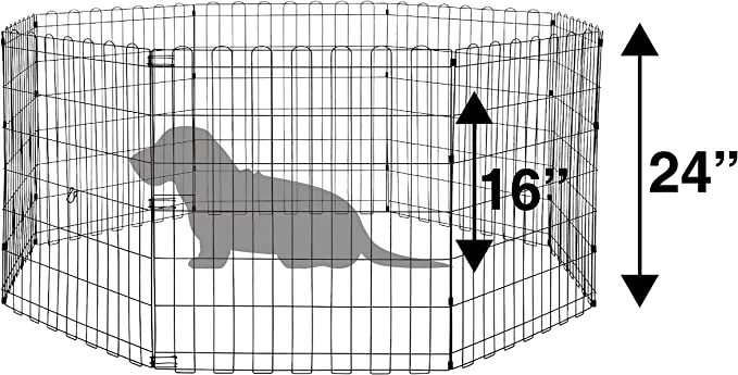 AmazonBasics Foldable Metal Pet Dog Exercise Fence Pen - 60 x 60 x 24 Inches