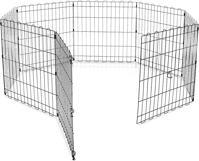 AmazonBasics Foldable Metal Pet Dog Exercise Fence Pen - 60 x 60 x 24 Inches