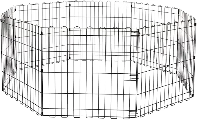 AmazonBasics Foldable Metal Pet Dog Exercise Fence Pen - 60 x 60 x 24 Inches