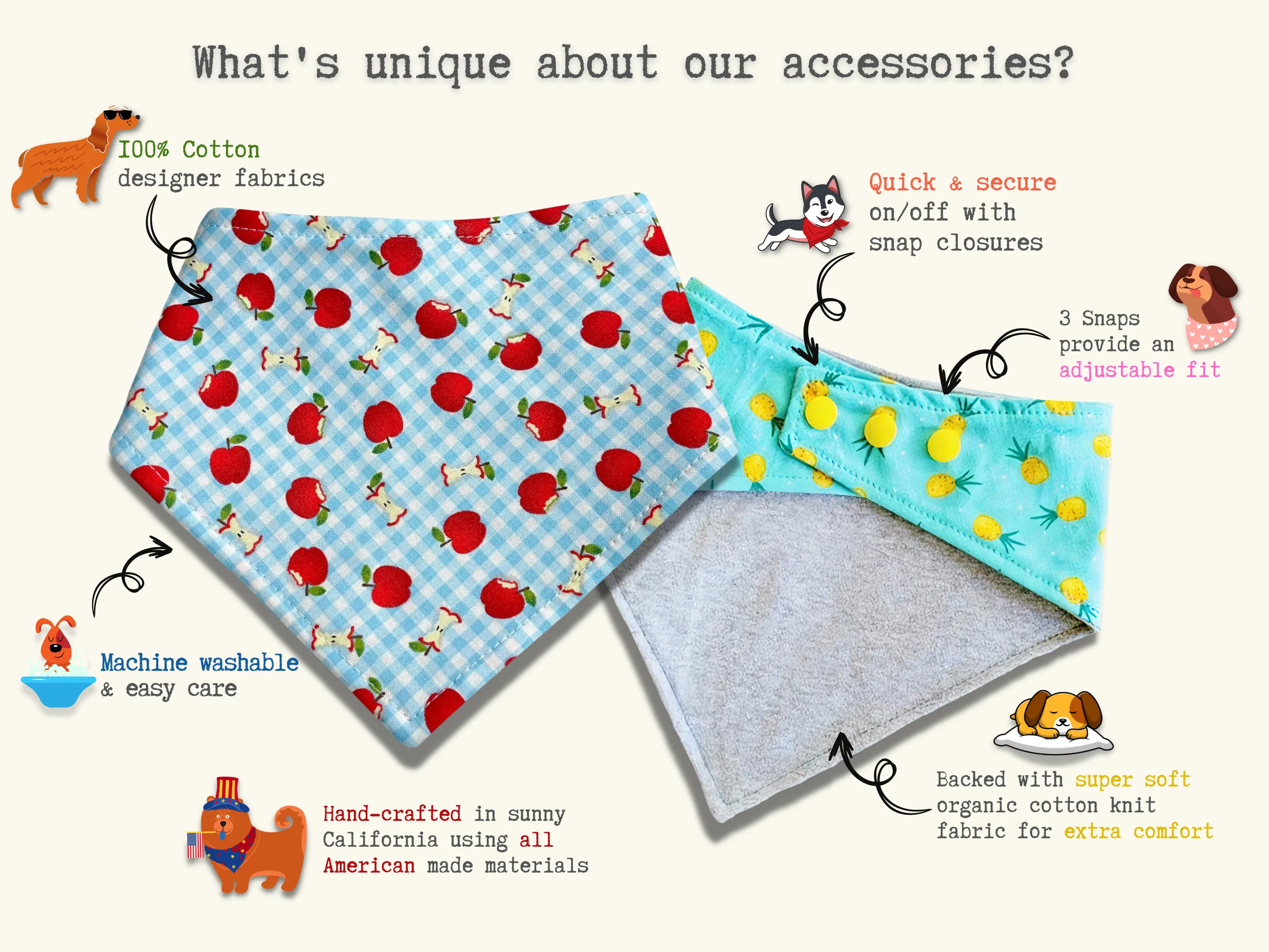 Beach Hut - Eco-Friendly Snap On Bandana - Made in the USA