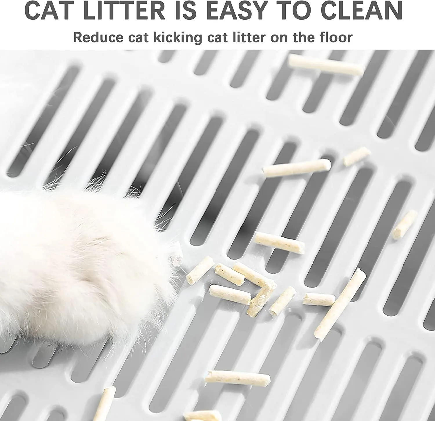 Cat Litter Box Large Pan - Foldable Top Exit Pet Boxes with Entry Lid, Plastic Cleaning Scoop,Cat Nail Clippers,Portable Cats Bowl (Grey)