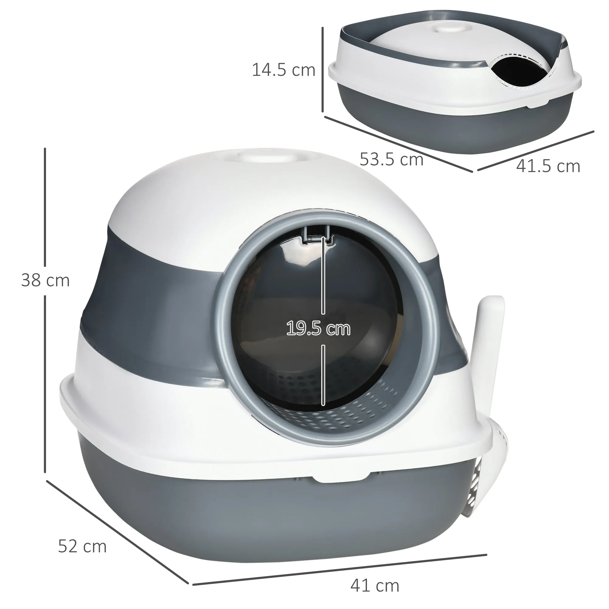 Cat Litter Tray with Lid Hooded Cat Litter Box with High Sides Deodorant No Litter Spill Large Two-way Entrance Scoop Included