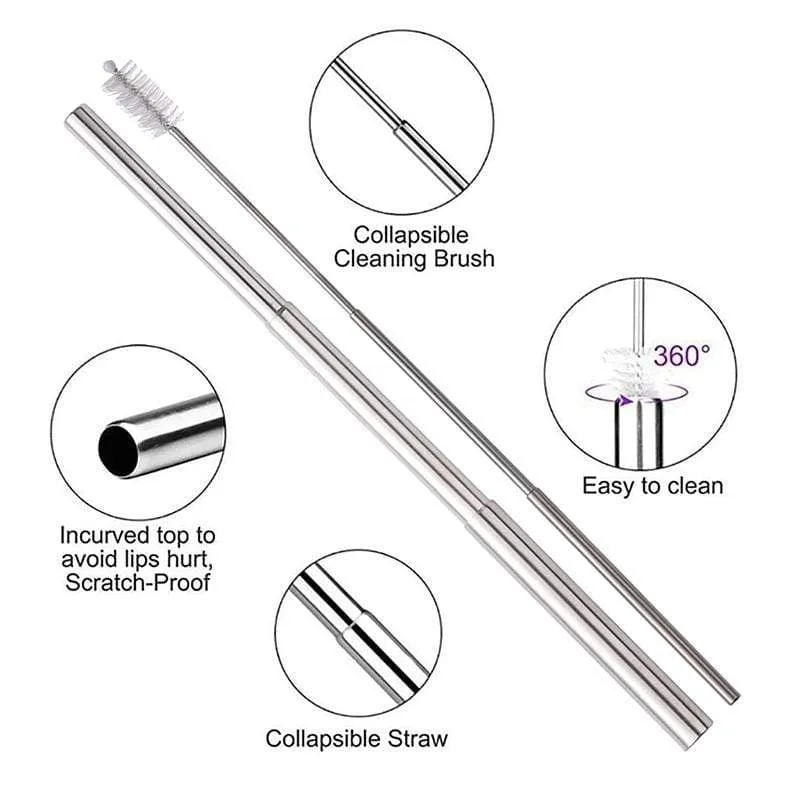 Collapsible Metal Straw   Travel Case