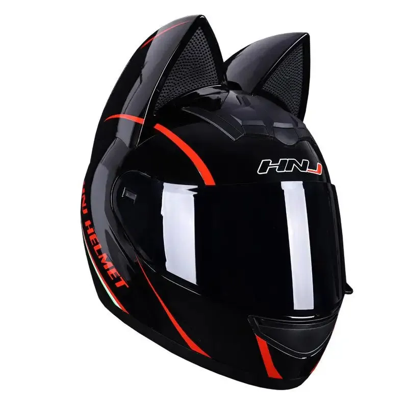 Cute Cat Ears Full Face Motorcycle Helmet DOT Approved