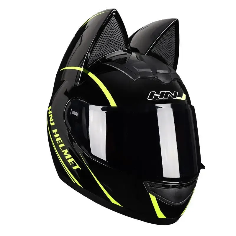 Cute Cat Ears Full Face Motorcycle Helmet DOT Approved