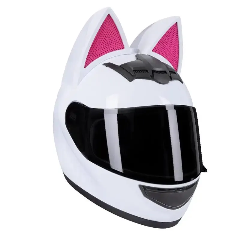Cute Cat Ears Full Face Motorcycle Helmet DOT Approved