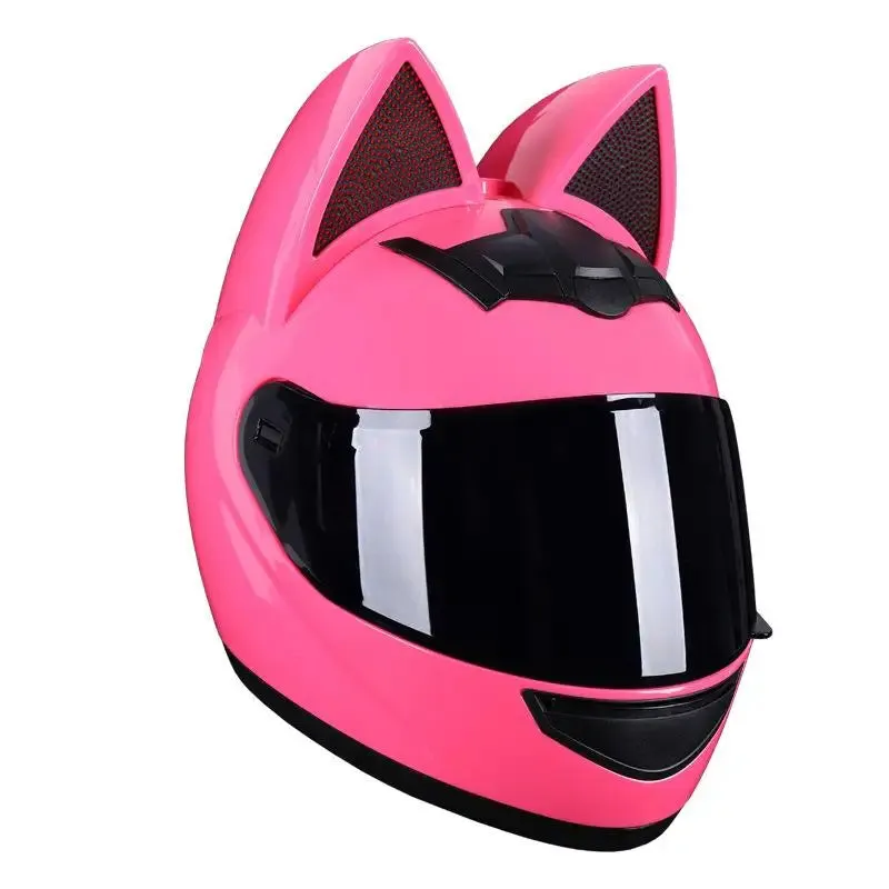 Cute Cat Ears Full Face Motorcycle Helmet DOT Approved