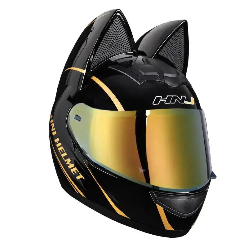 Cute Cat Ears Full Face Motorcycle Helmet DOT Approved