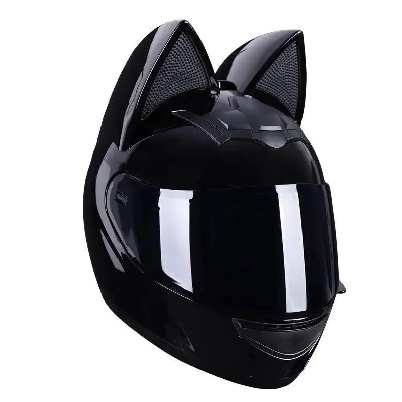 Cute Cat Ears Full Face Motorcycle Helmet DOT Approved