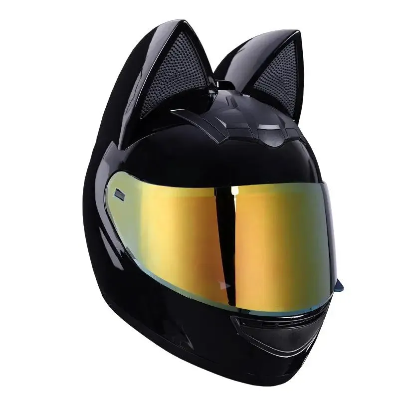 Cute Cat Ears Full Face Motorcycle Helmet DOT Approved