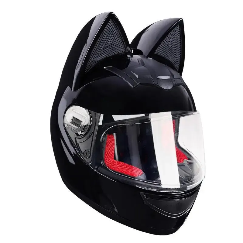 Cute Cat Ears Full Face Motorcycle Helmet DOT Approved