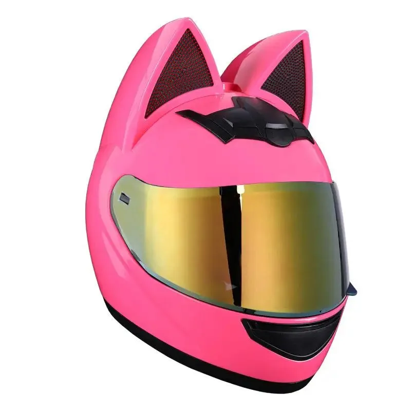 Cute Cat Ears Full Face Motorcycle Helmet DOT Approved