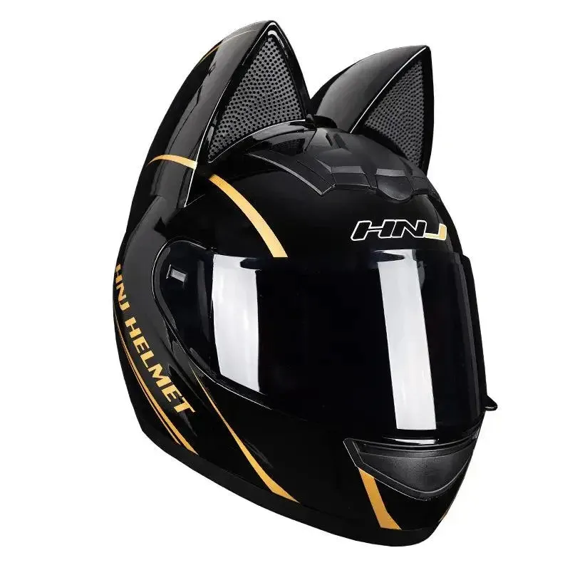 Cute Cat Ears Full Face Motorcycle Helmet DOT Approved