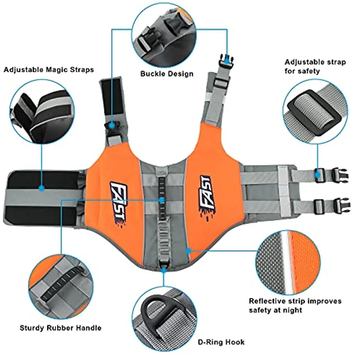 Dog Life Jacket; Reflective Dog Safety Vest Adjustable Pet Life Preserver with Strong Buoyancy and Durable Rescue Handle for Swimming; Surfing; Boating