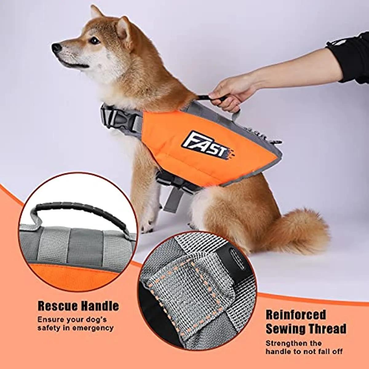 Dog Life Jacket; Reflective Dog Safety Vest Adjustable Pet Life Preserver with Strong Buoyancy and Durable Rescue Handle for Swimming; Surfing; Boating