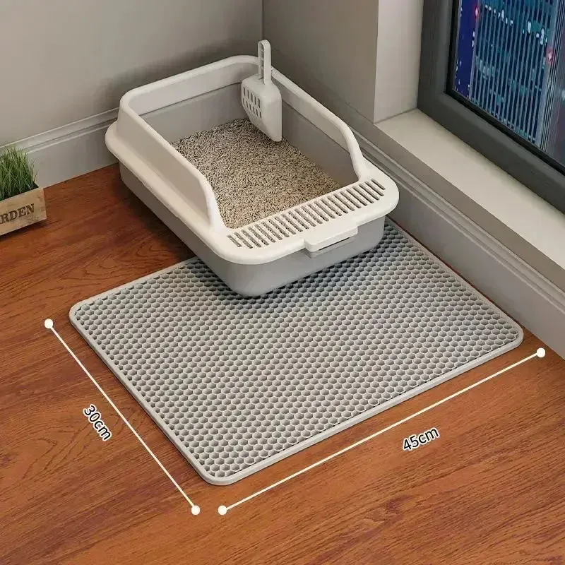 Double-Layer Non-Slip Cat Litter Mat - Wear-Resistant Pet Litter Box Mat