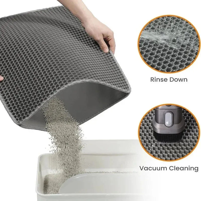 Double-Layer Non-Slip Cat Litter Mat - Wear-Resistant Pet Litter Box Mat