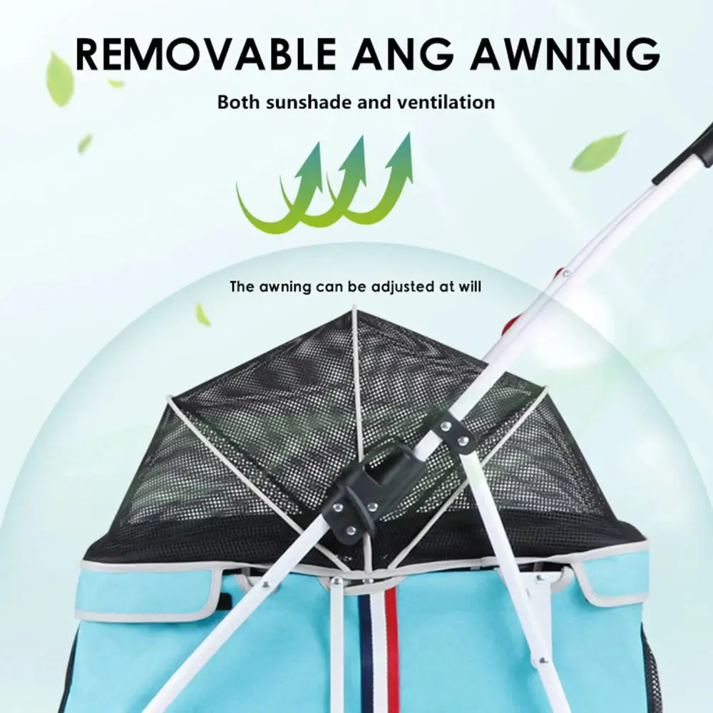 Easy Folding Pet Stroller with 4 Wheel Carts - Comfortable, Convenient & Stylish