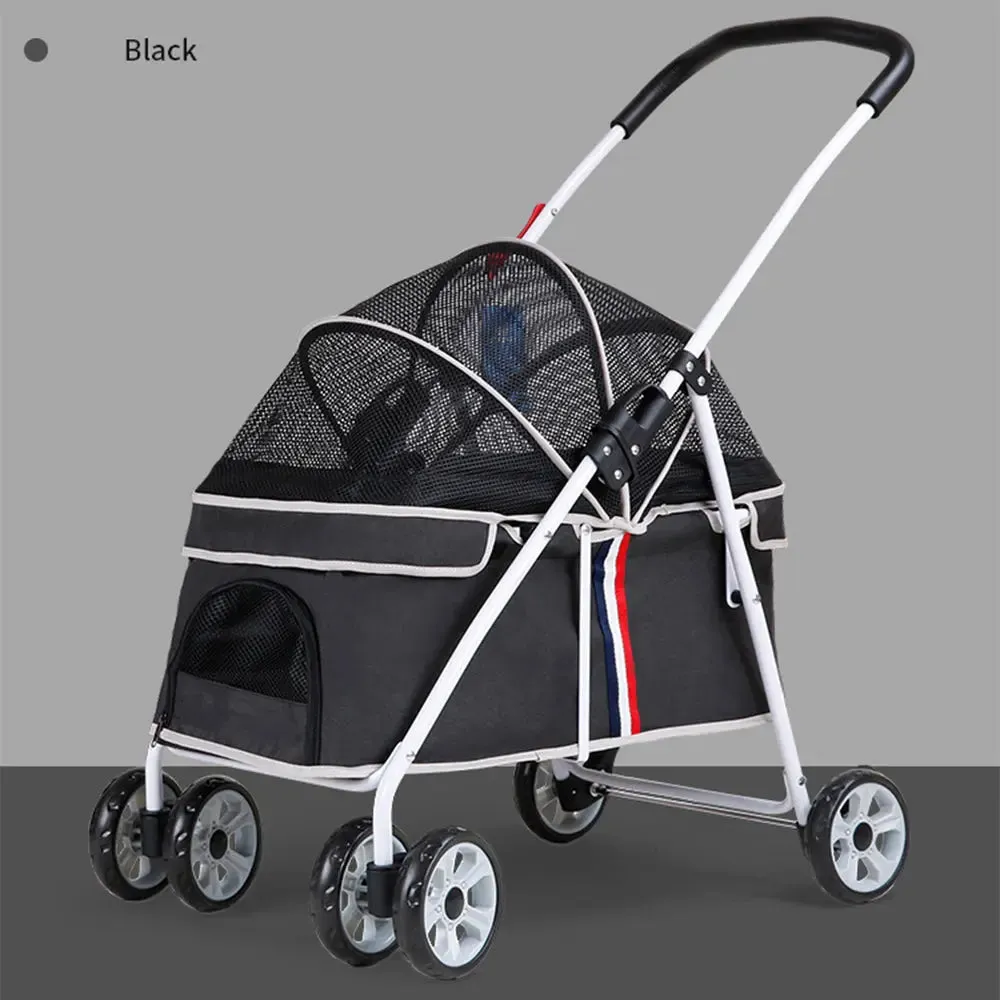 Easy Folding Pet Stroller with 4 Wheel Carts - Comfortable, Convenient & Stylish