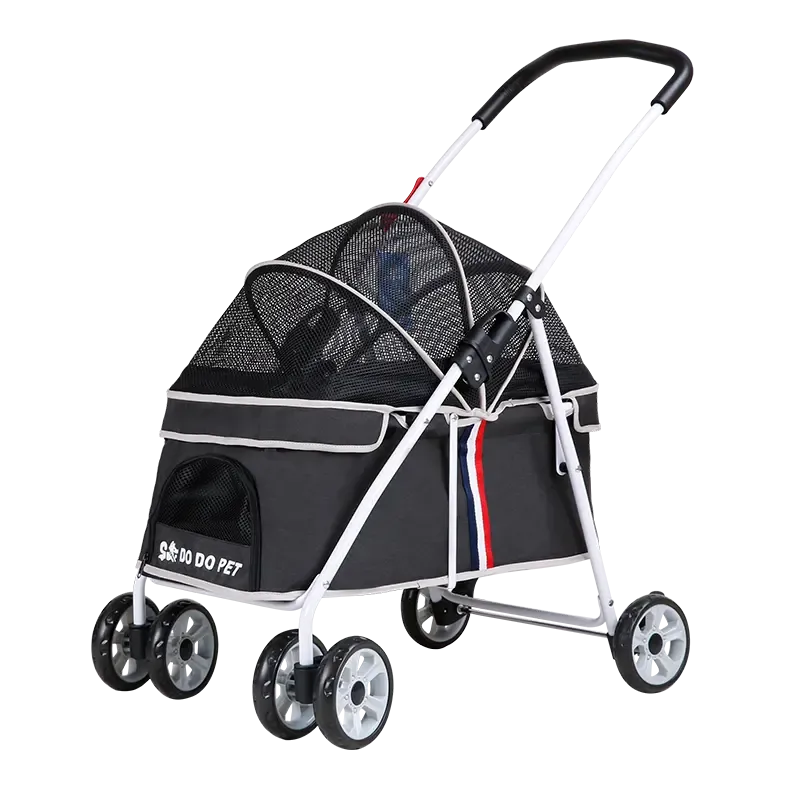 Easy Folding Pet Stroller with 4 Wheel Carts - Comfortable, Convenient & Stylish