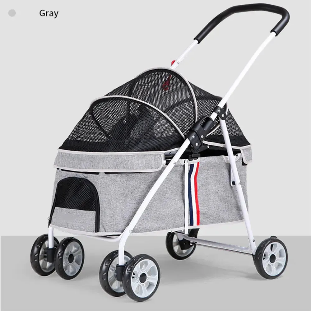 Easy Folding Pet Stroller with 4 Wheel Carts - Comfortable, Convenient & Stylish