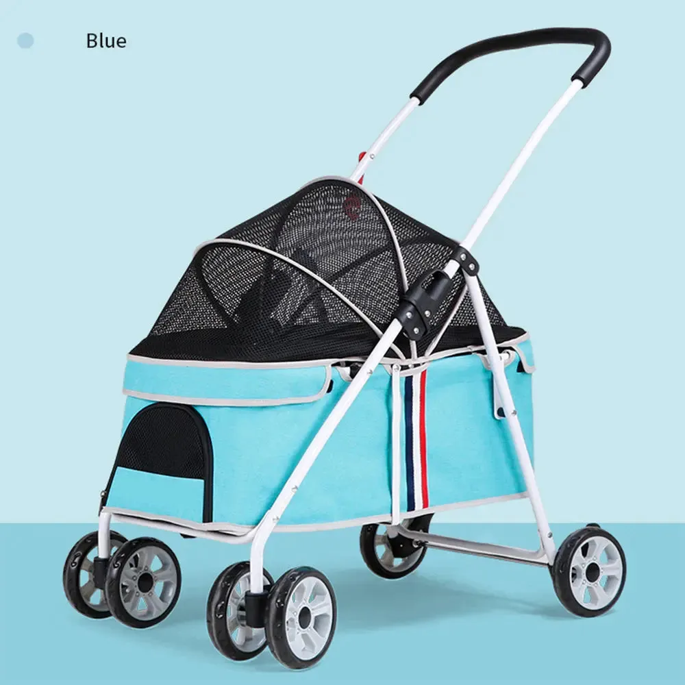 Easy Folding Pet Stroller with 4 Wheel Carts - Comfortable, Convenient & Stylish