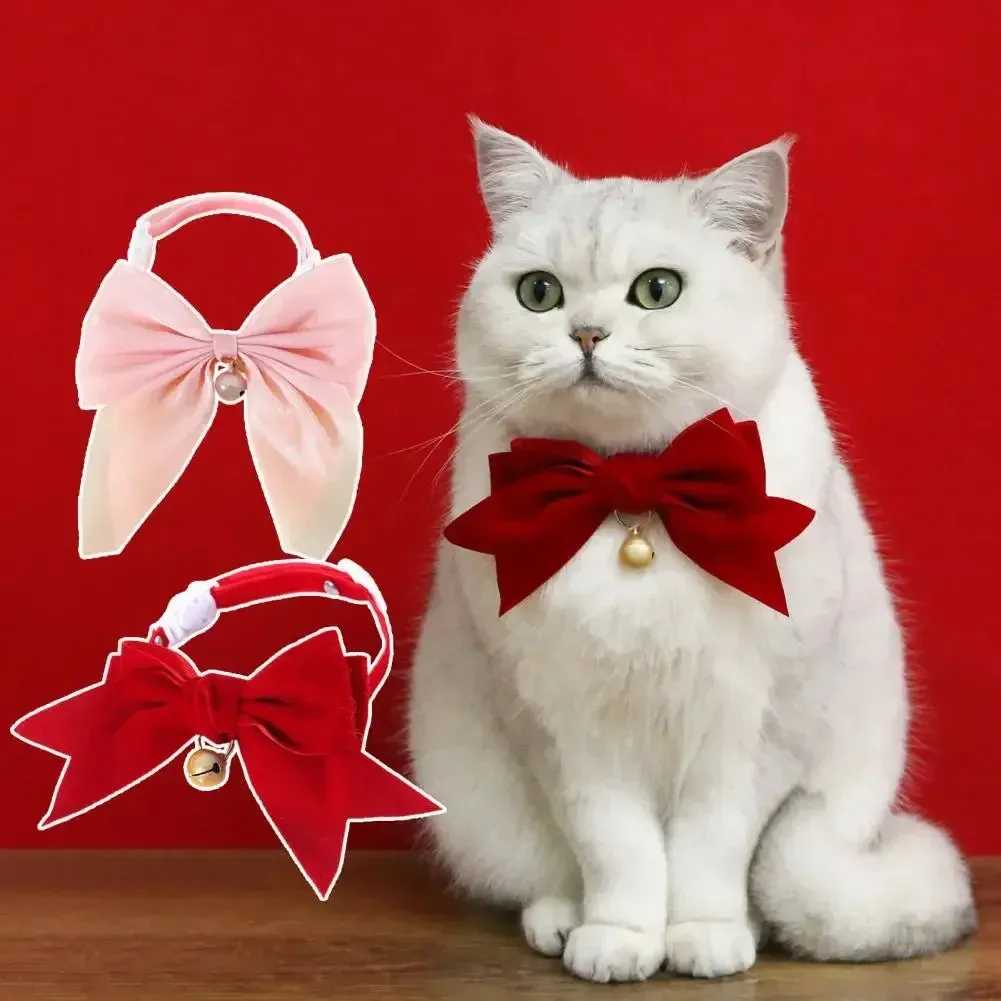 Elegant Velvet Cat Collar with Bowknot and Bell