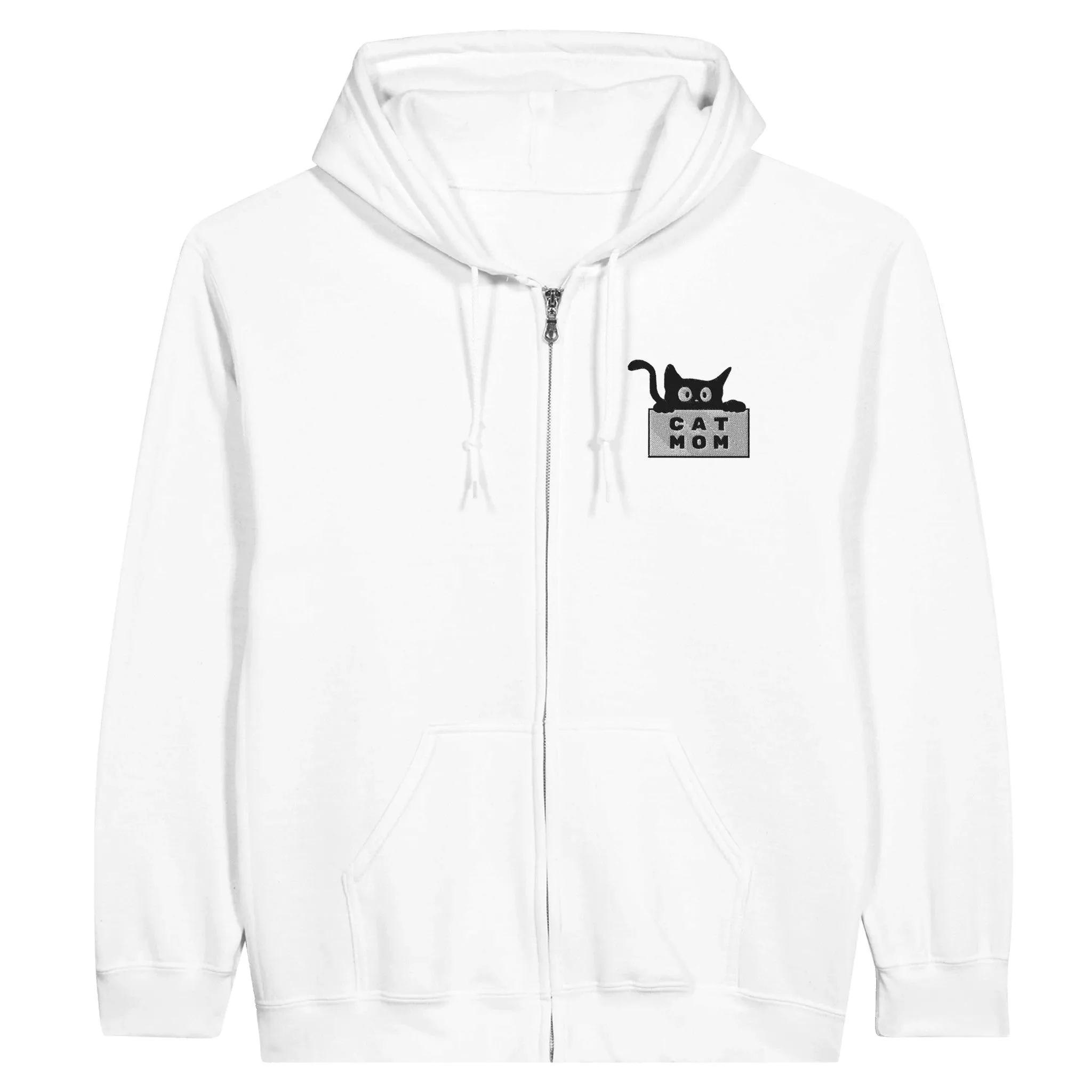 Embroidered "Cat Mom" or "Cat Dad" Logo Design | Adult Unisex Zip Hoodie
