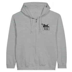 Embroidered "Cat Mom" or "Cat Dad" Logo Design | Adult Unisex Zip Hoodie