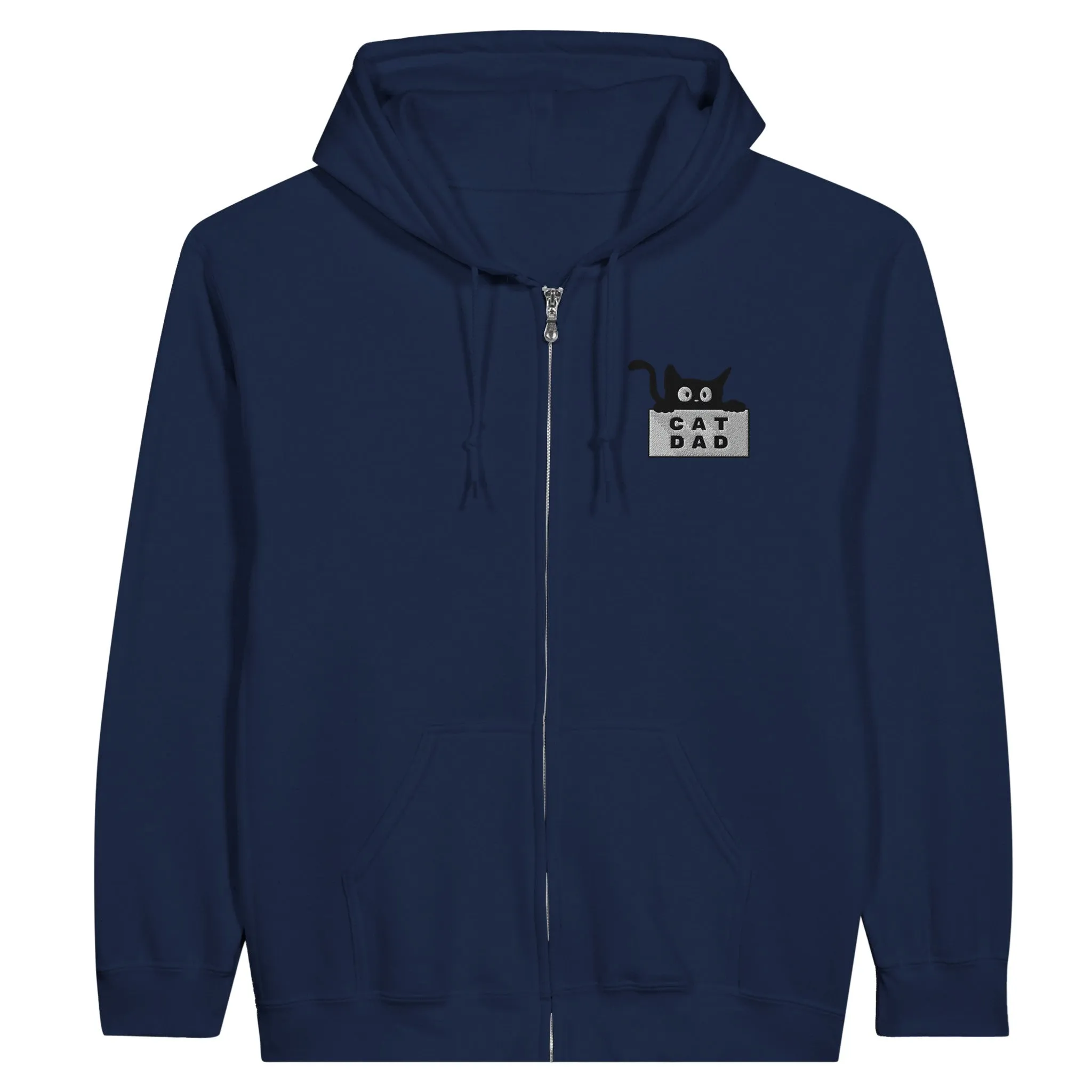 Embroidered "Cat Mom" or "Cat Dad" Logo Design | Adult Unisex Zip Hoodie