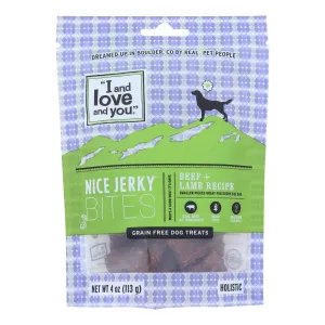 I and Love and You Nice Beef   Lamb Jerky Bites Dog Treats (6 Pack, 4 Oz. Each)