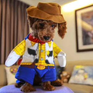 Pet Transformation Costume | Standing Sheriff Woody Funny Pet Outfit