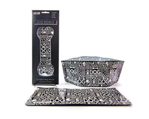 Portable Dog Bowls: Doggy Dog black and white pattern