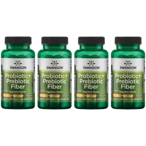 Prebiotic   Probiotic Fiber Supplement, Helps Support Digestive System & Immune Health, 500 Mg FOS, 60 Veggie Capsules, 4-Pack