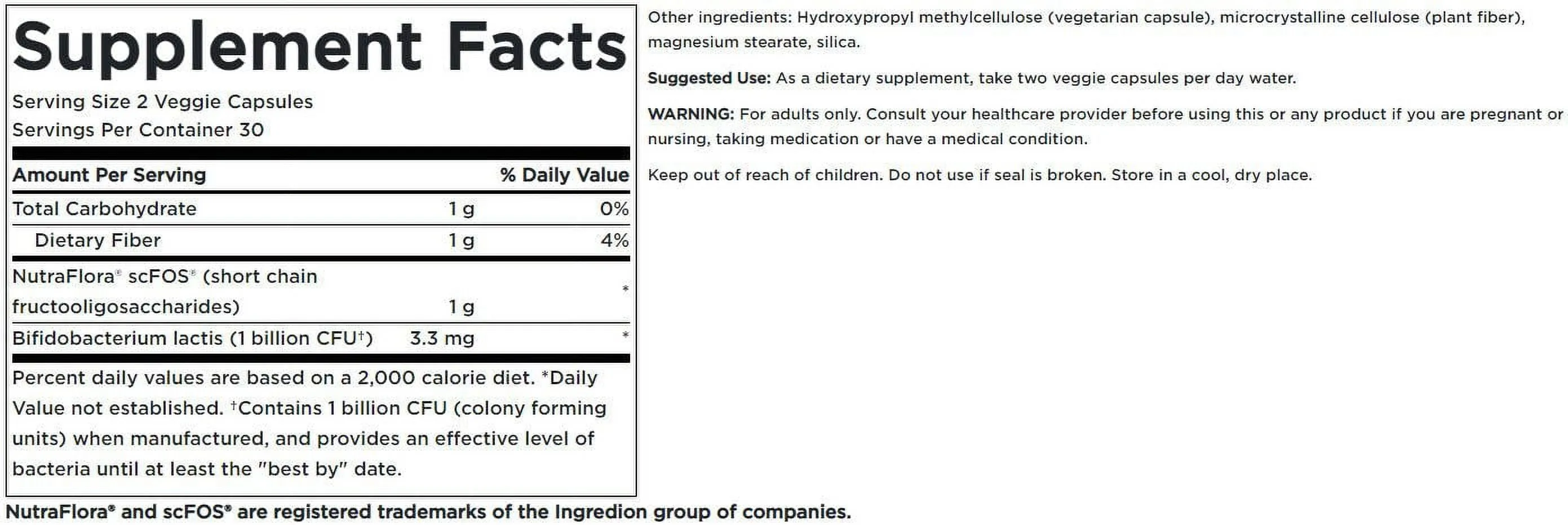 Prebiotic   Probiotic Fiber Supplement, Helps Support Digestive System & Immune Health, 500 Mg FOS, 60 Veggie Capsules, 4-Pack