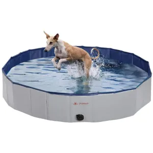 PUPTECK Foldable Dog Swimming Pool - Portable Pet Bathing Tub Leakproof (Gray)