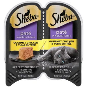 Sheba Perfect Portions Paté, Gourmet Chicken & Tuna Entrée- Case of 24 / 2.6 oz. Trays